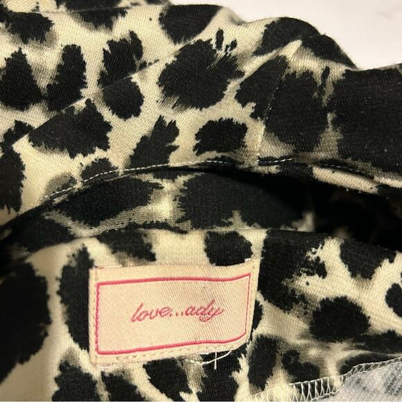 love...ady Leopard Print Dress Womens Size S Black Cream Bodycon Stretchy Sexy - Picture 5 of 8